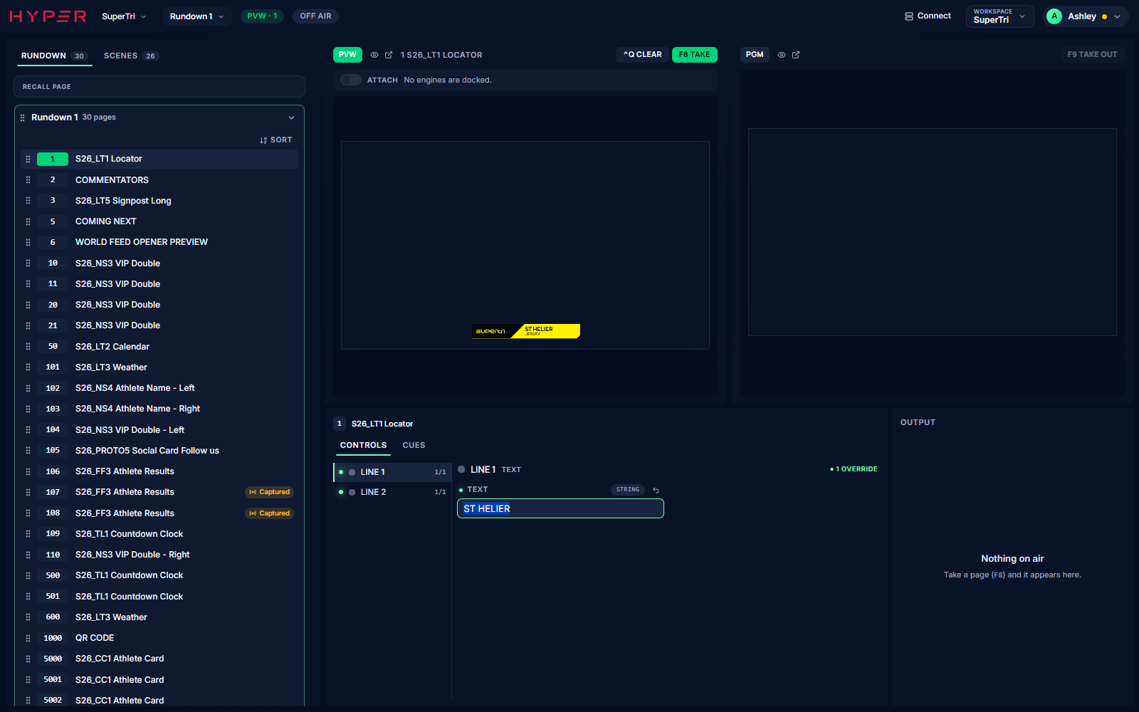 HYPER Studio: rundown with preview and program